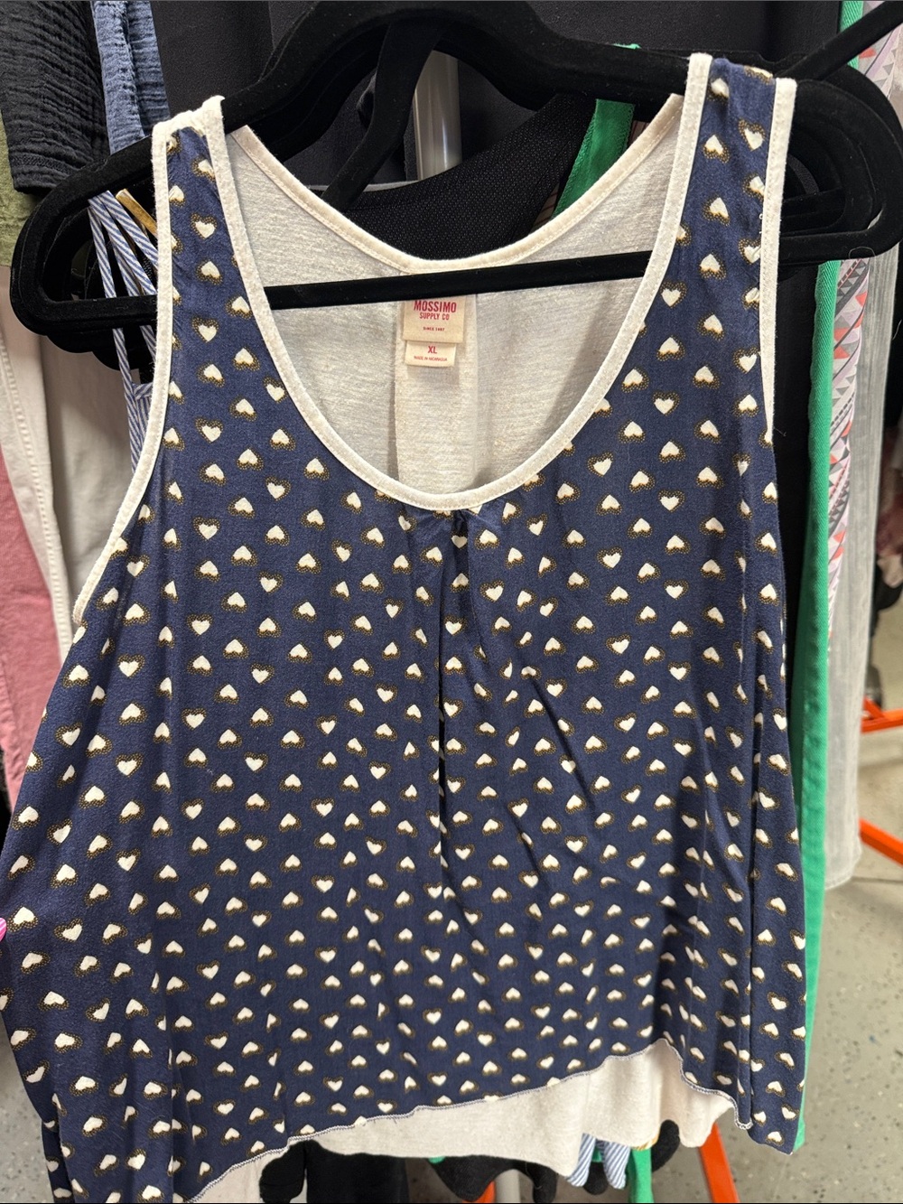 Mossimo Supply Co. Navy Tank with Gold Heart Motif